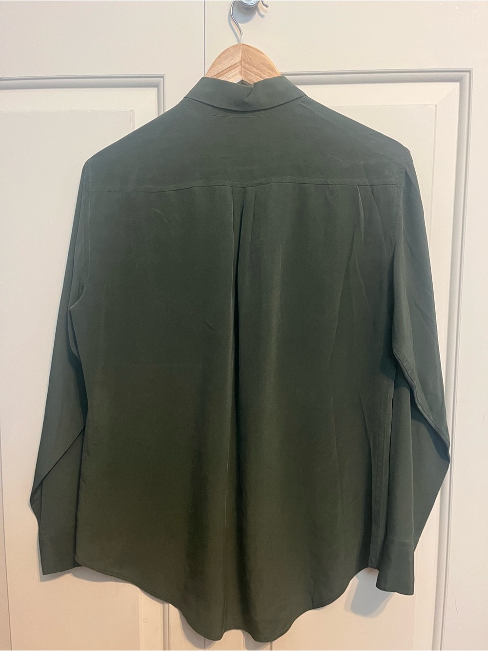 Equipment 100% Silk Dark Olive Button-Front Blouse - Picture 2 of 4